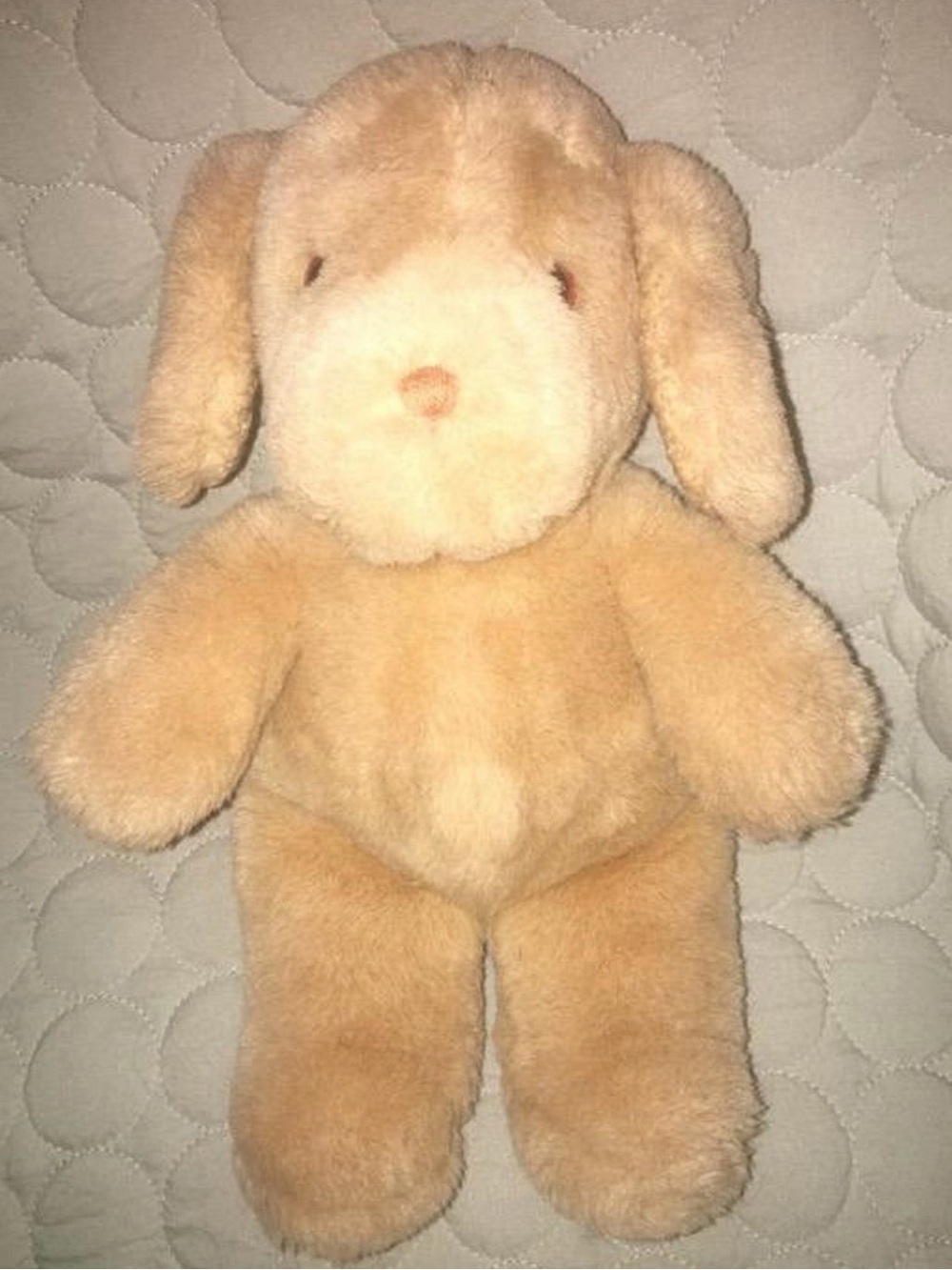 Vintage 1985 GUND Puppy Dog Plush 13” Tan Cream Floppy-Eared Stuffed Animal